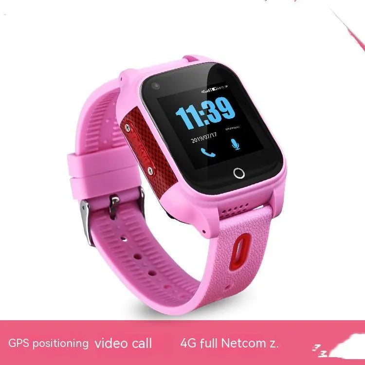 4G Netcom student smart watch with 1.30-inch IPS HD screen, PC ABS body, touch operation, wrist strap, in black/pink/purple