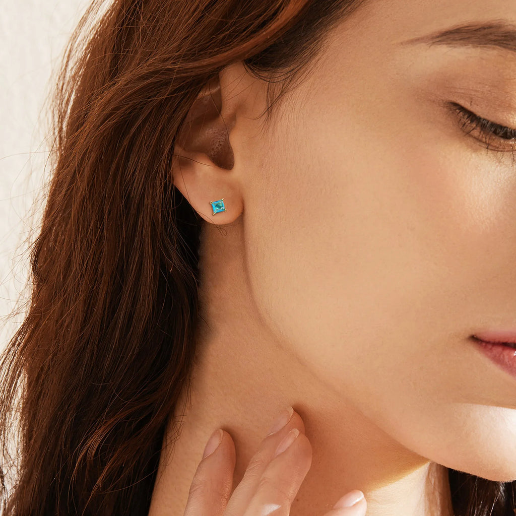 Gold-plated drop earrings with colourful zircon stones in pear shape