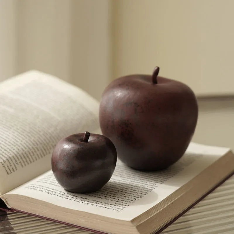 Chinese ceramic simulation apple ornament traditional desktop decoration large and small size options