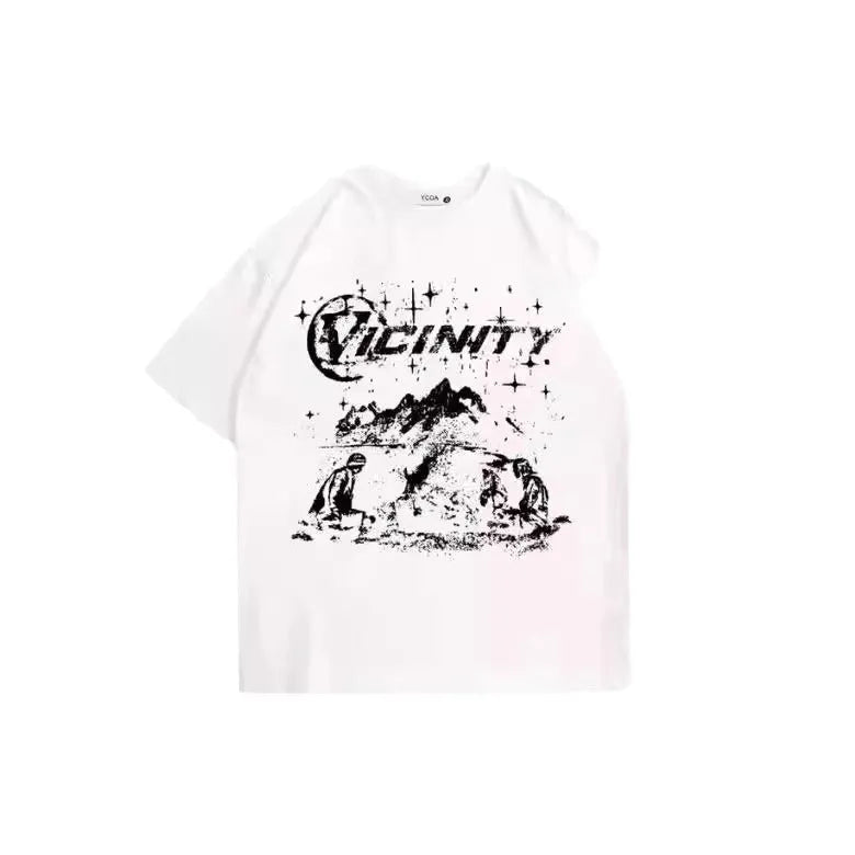 Men's hip hop print T-shirt in retro style, polyester fibre, colour option TKL472, front view
