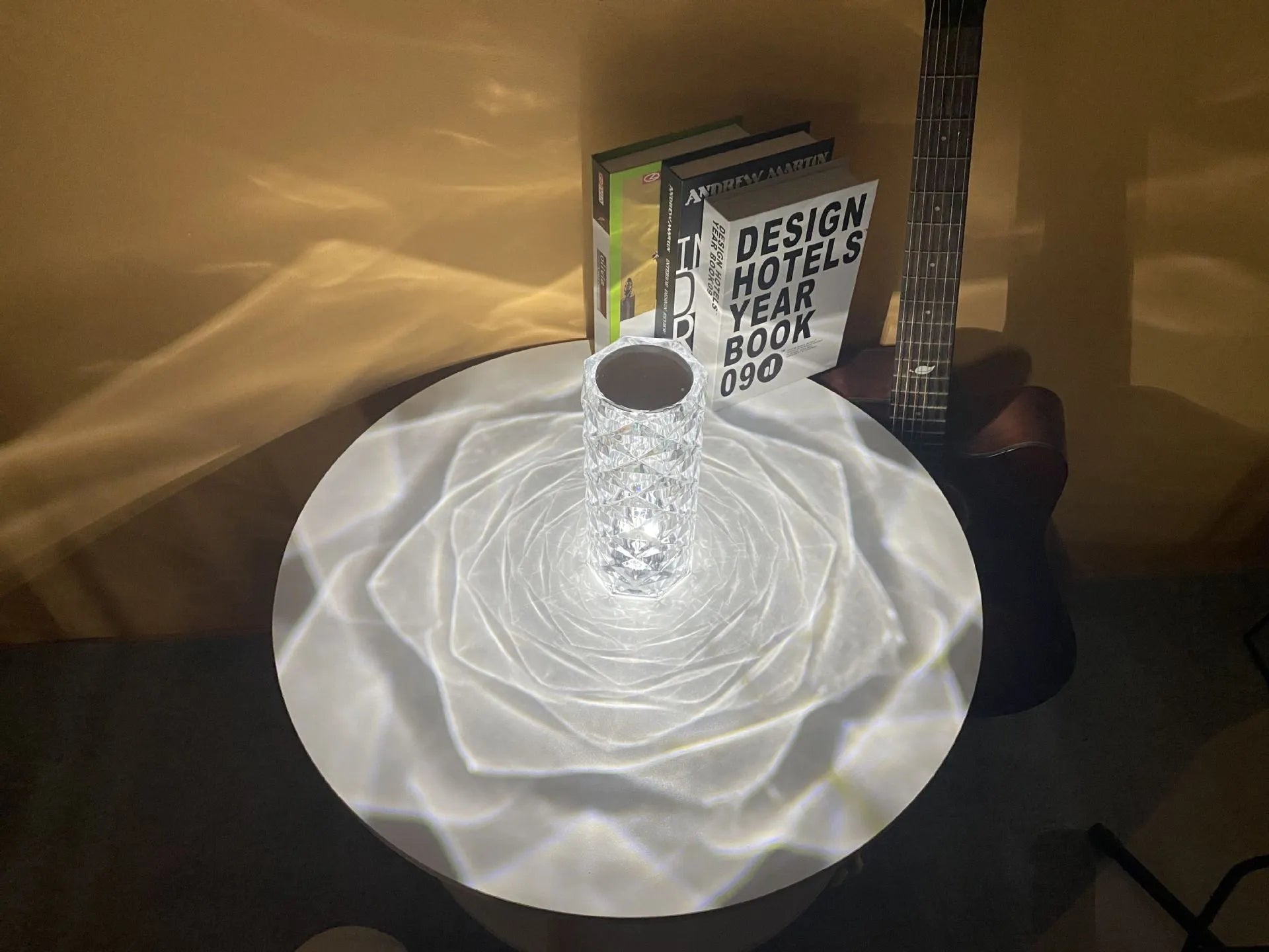 Romantic LED rose diamond table lamp in white light with touch switch, PAMA acrylic construction