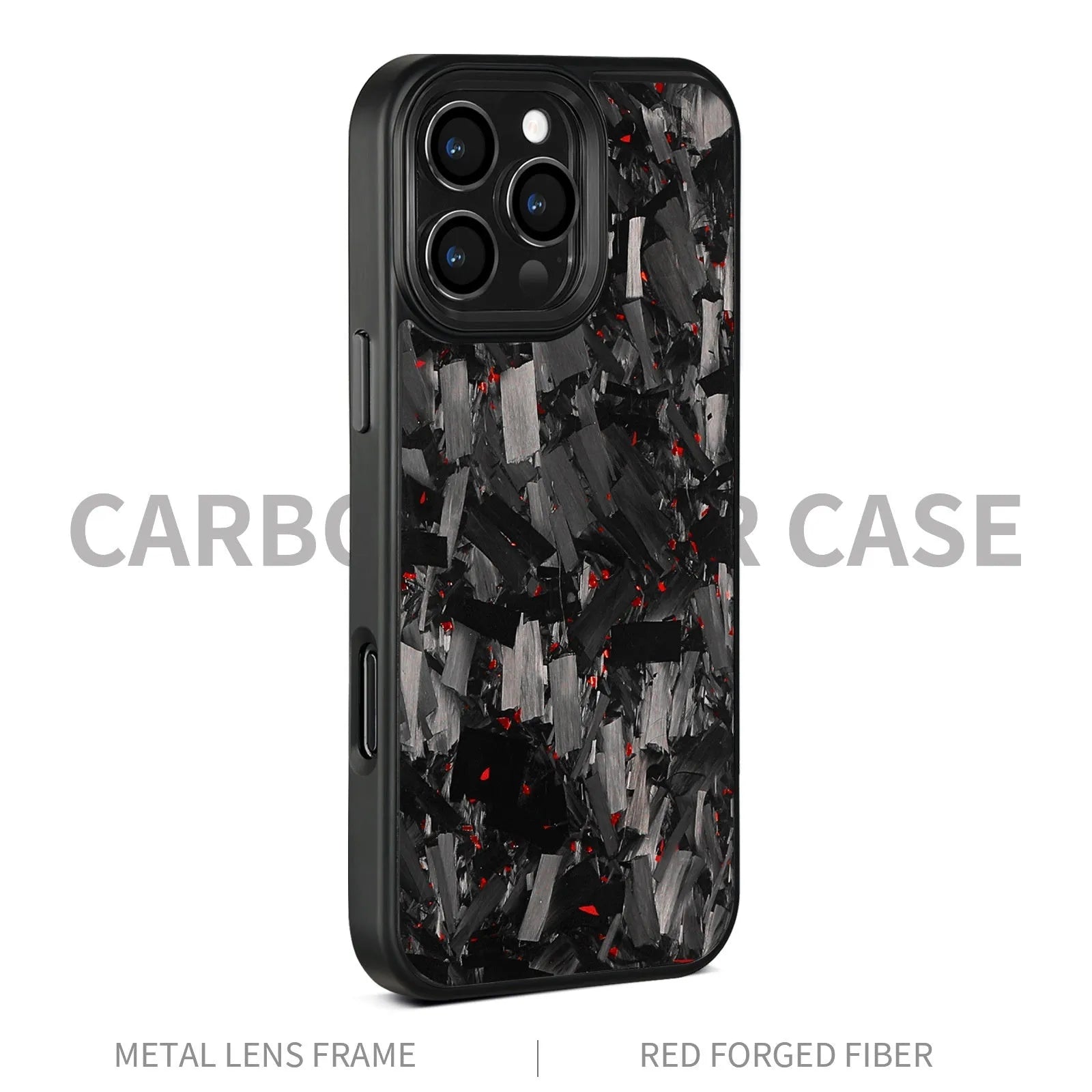 Black Frame blue gold carbon fibre iPhone case with a textured metal rim and built-in magnet.
