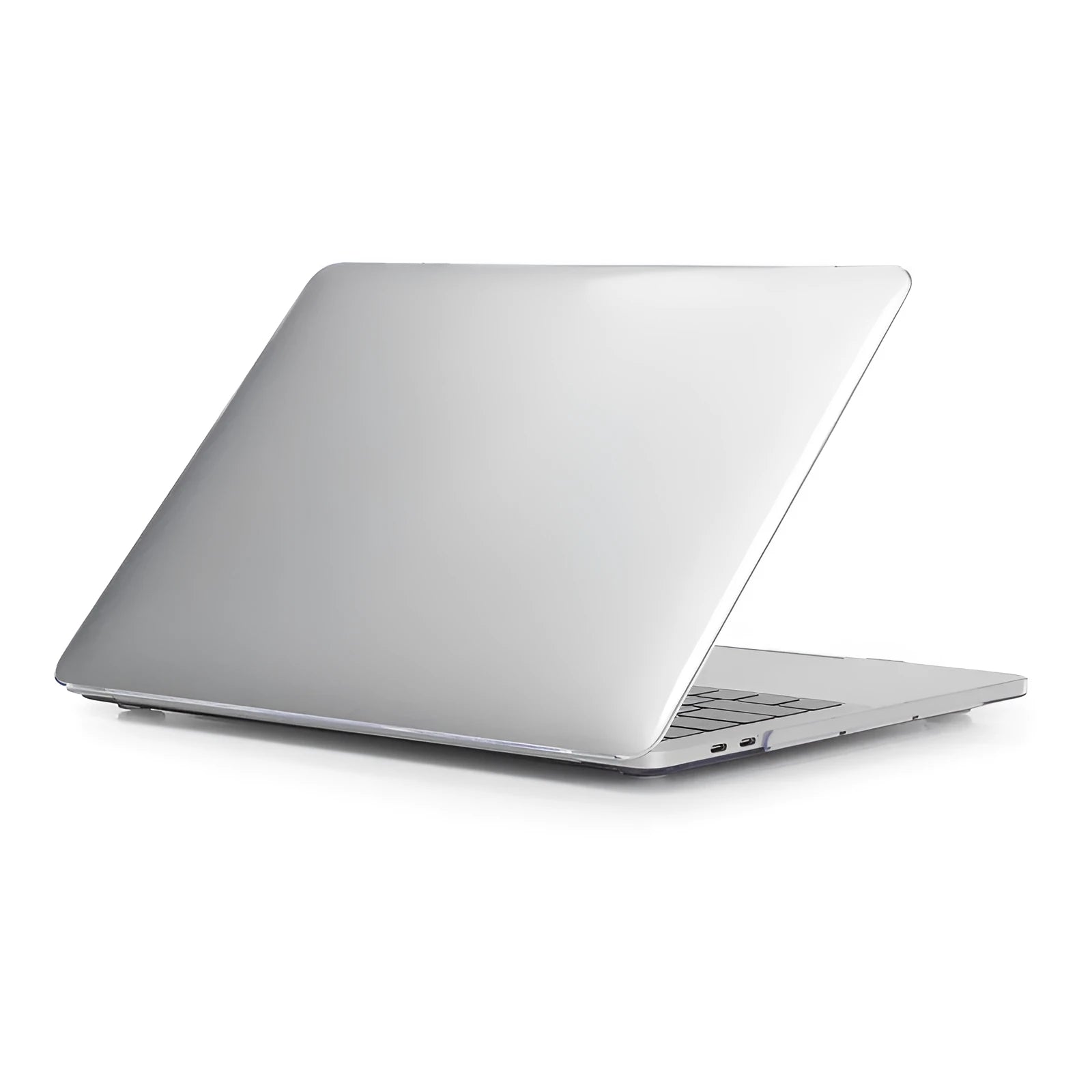 Transparent and black PC hard shell protective case for Apple MacBook Pro laptop.