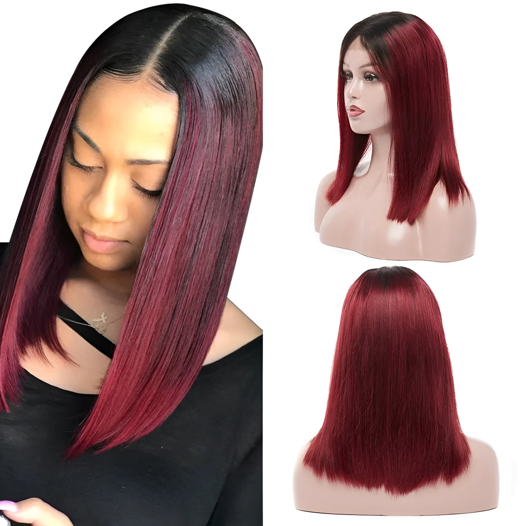 Women's front lace wig in human hair, photo colour, 16 inch length, fashion simplicity style