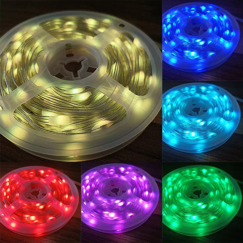 10-metre multi-colour LED party light string with 100 bulbs showing eight different lighting modes