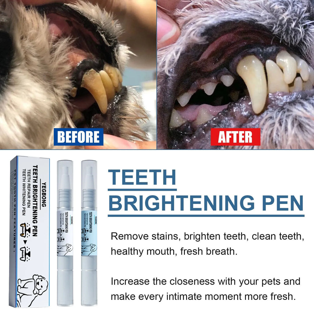 Yegbong pet teeth whitening pen dental care product for dogs and cats with applicator brushes