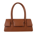 Women's small square shoulder bag in PU leather with document compartment interior and sandwich pocket exterior