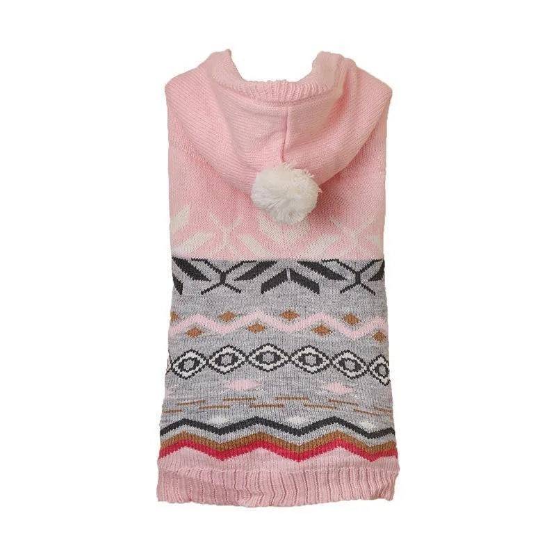 Acrylic pet sweater with diamond pattern in green, blue, or pink colours