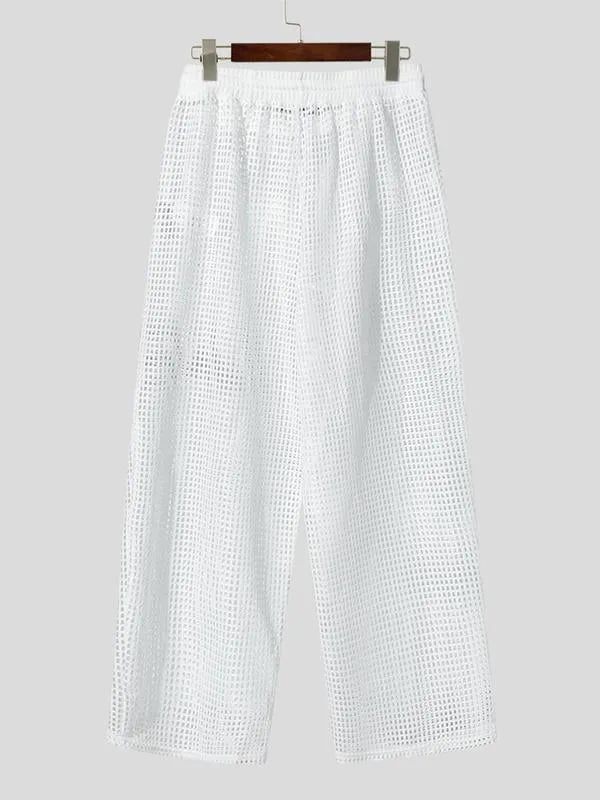 Fashion Personality Men's Casual Pants in bamboo fibre, high waist, black colour, viewed front on