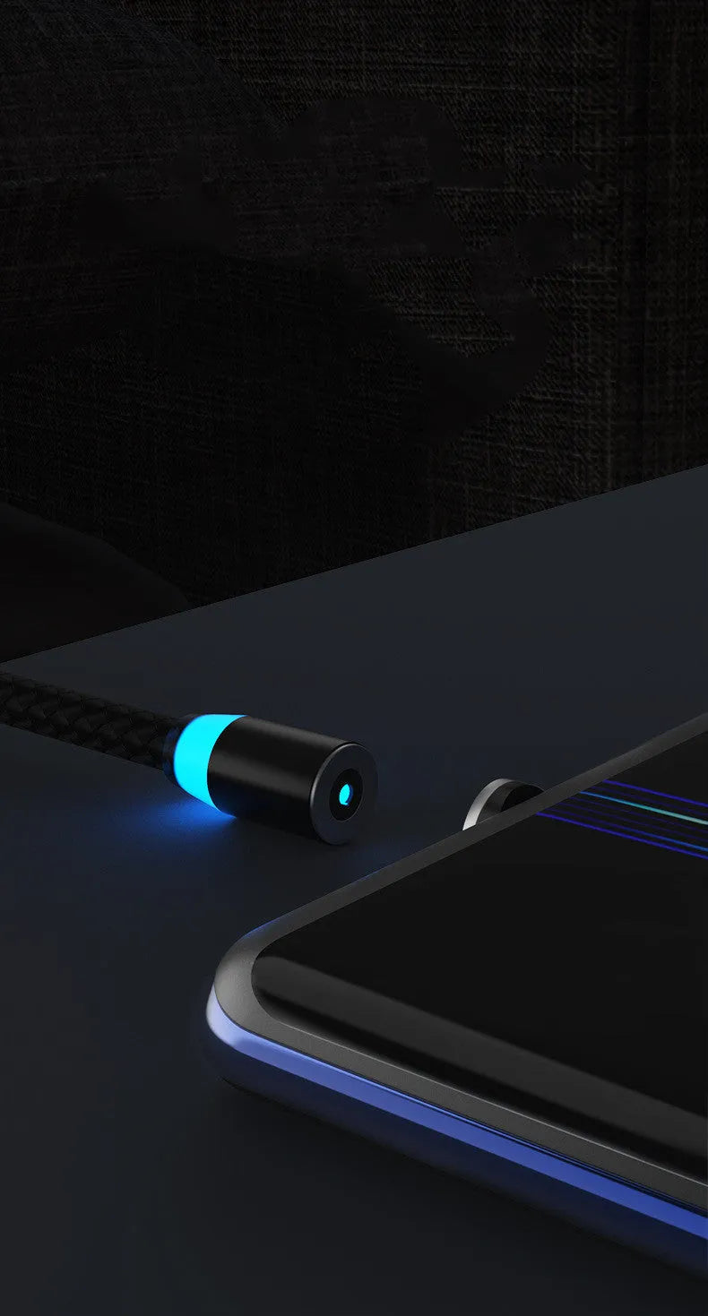Magnetic data cable with breathing light in various colours and lengths for Apple and Android phones