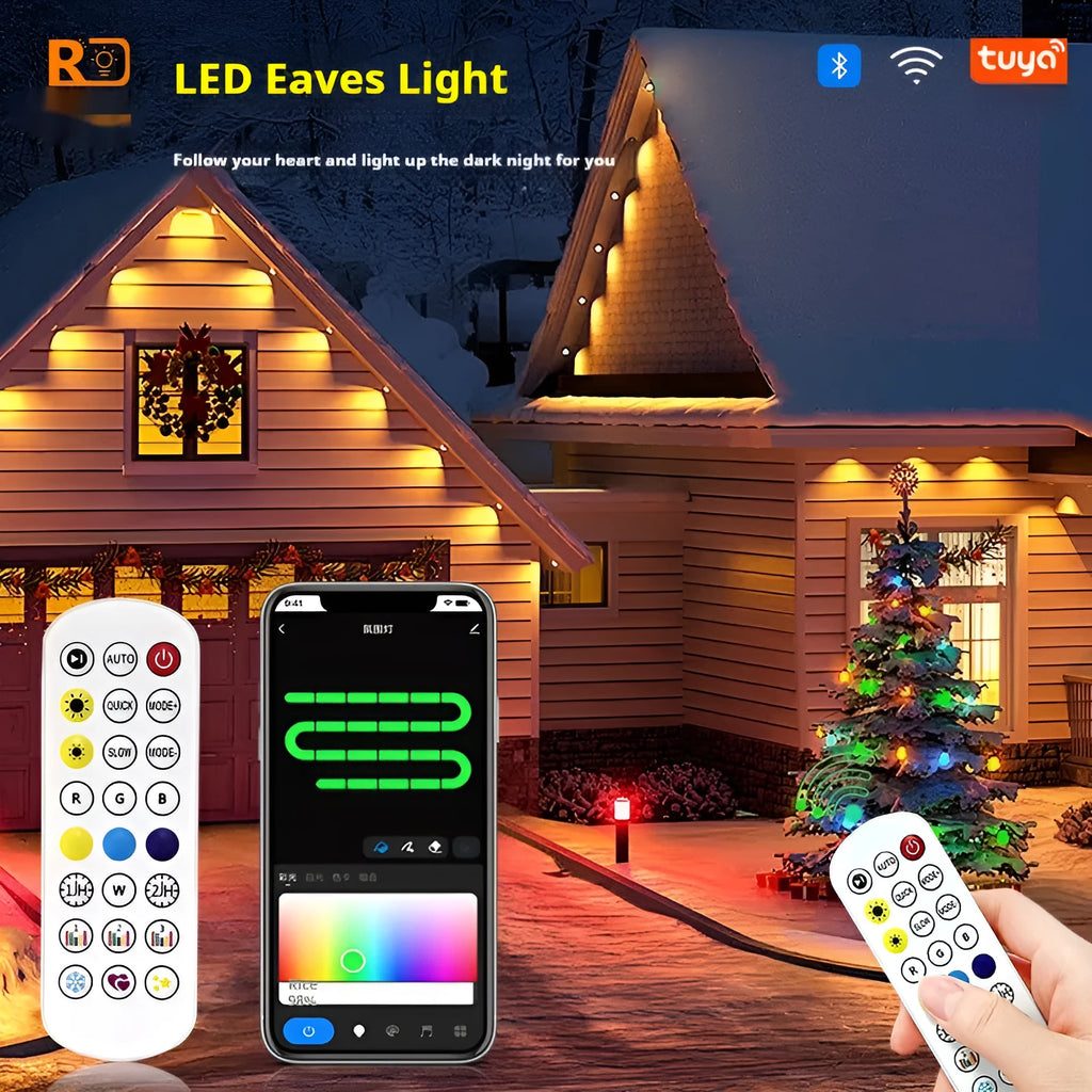 Outdoor eaves light string with planet-themed bulbs and waterproof IP67 rated PVC construction