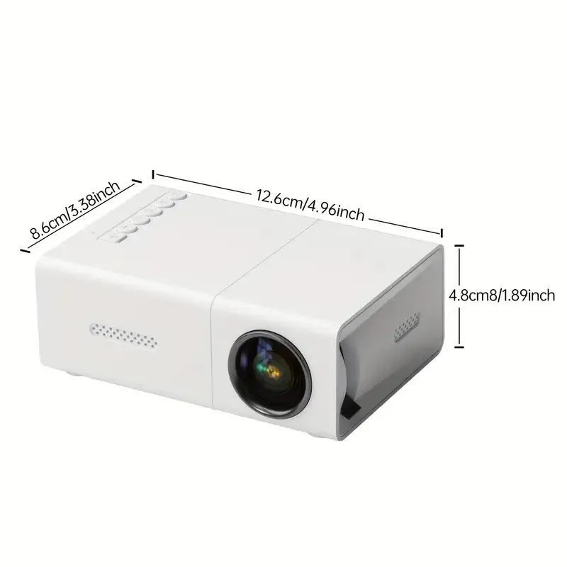 M100 portable LED home projector in black or white colour with remote control and accessories