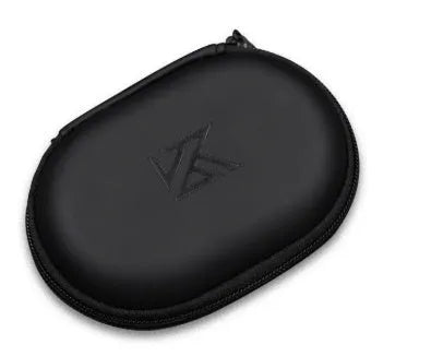 Black oval leather hard-shell case for EDX PRO and ZEX PRO earphones.