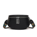 Women's soft PU messenger bag in saddle shape with single shoulder strap and zippered interior compartment