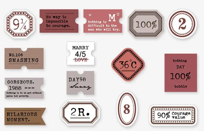 Mini Label Series retro hand account DIY decoration base paper 45 sheets in Kraft box