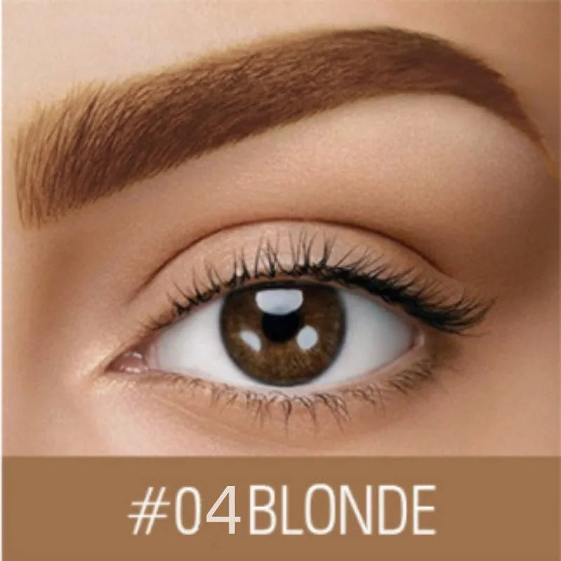 Waterproof brow cream tube in dark grey and golden yellow colours for eyebrow definition