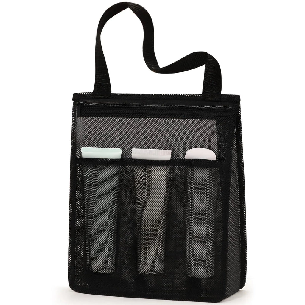 Large black swimming gym bag with mesh pocket and dry wet separation compartments