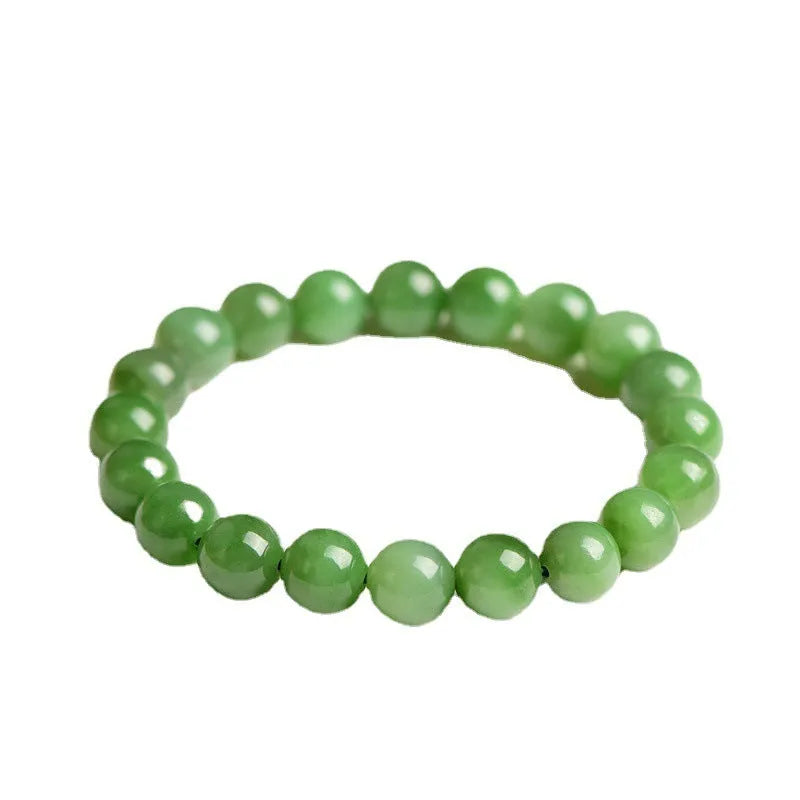 Polished Hetian jade jasper ball bracelet in five bead size options from 4mm to 12.8mm