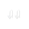 Silver-coloured heart-shaped earrings with three-dimensional design and glossy Korean style