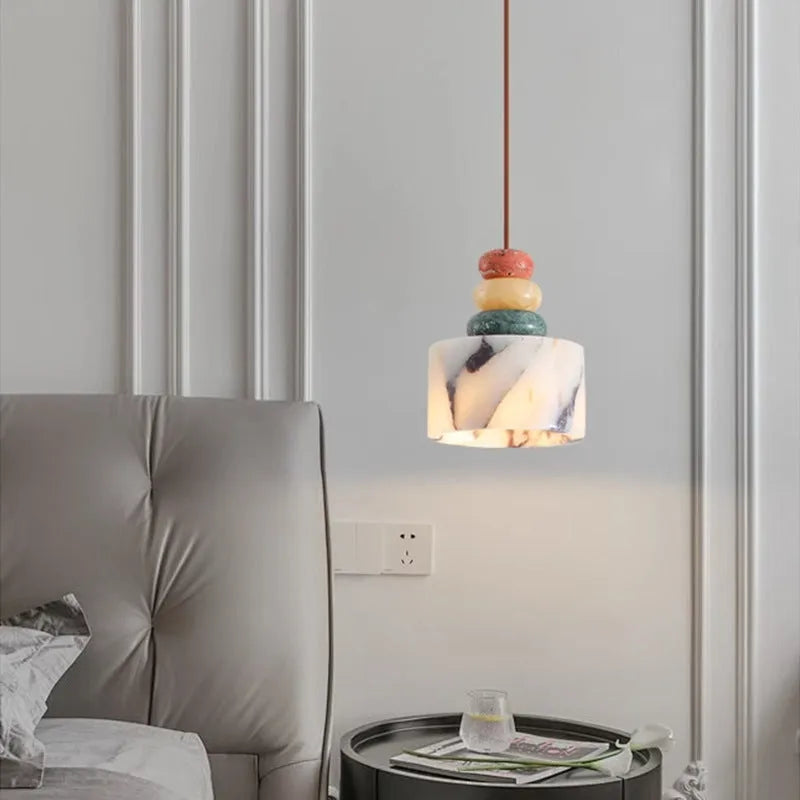 Modern simplicity bedroom bedside pendant lamp with 12cm diameter and LED warm light