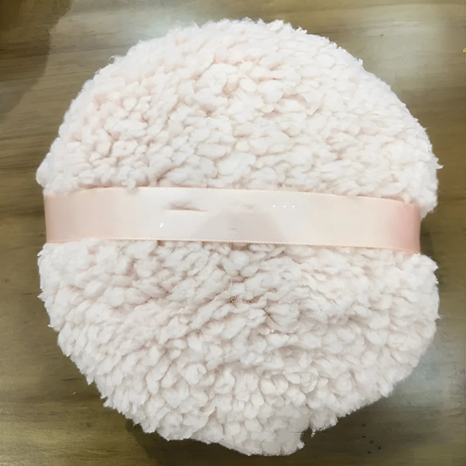Oversized 150x75mm white skin colour plush powder puff for makeup application