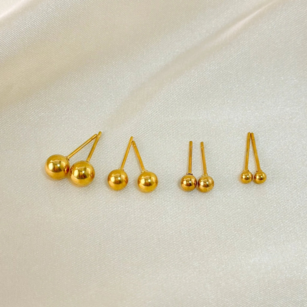 Stainless steel ball stud earrings in minimalist geometric design with round shape