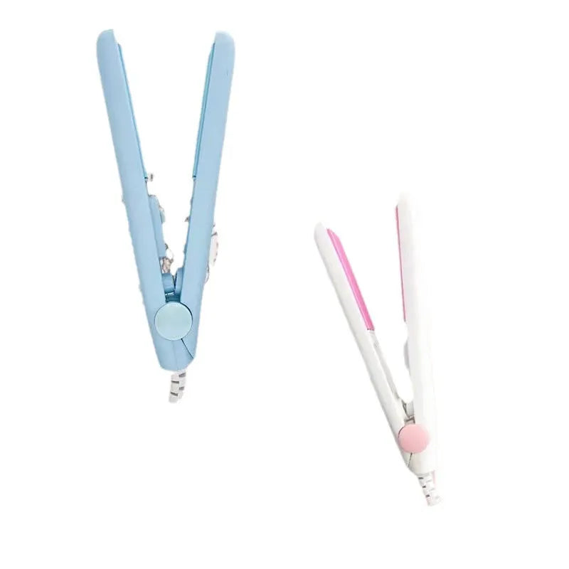 Mini hairdressing splint air bangs hair perm straightening iron with storage box in selected colour