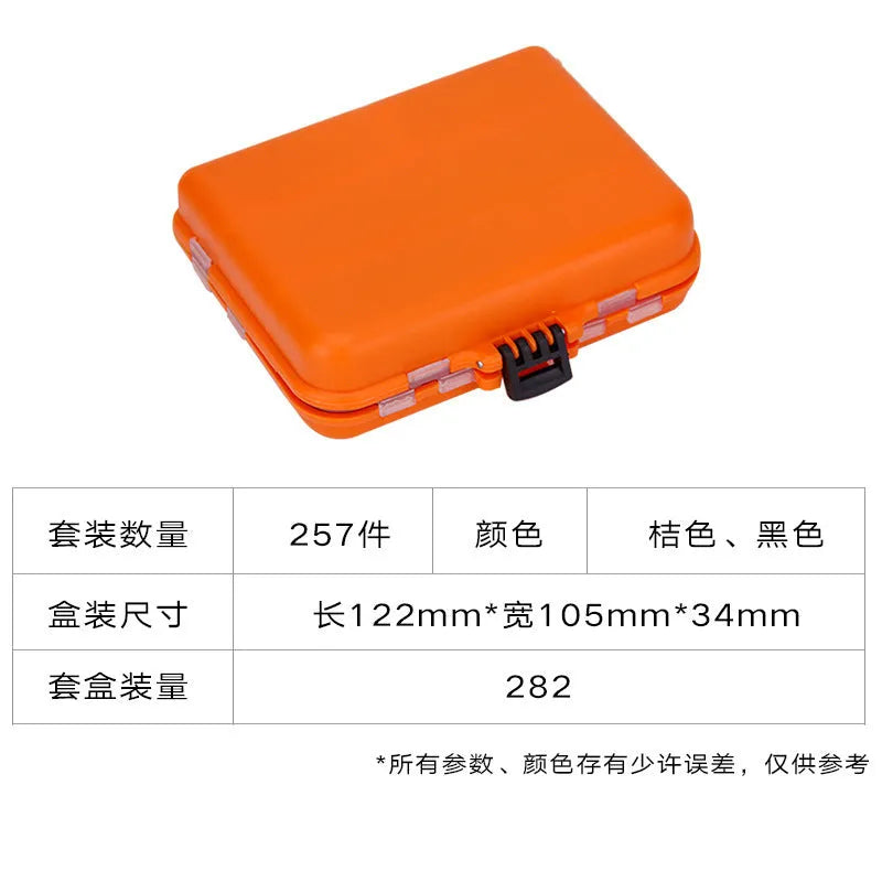 257-piece fishing lure accessories set in ABS plastic storage box for Texas, sea, and rock fishing