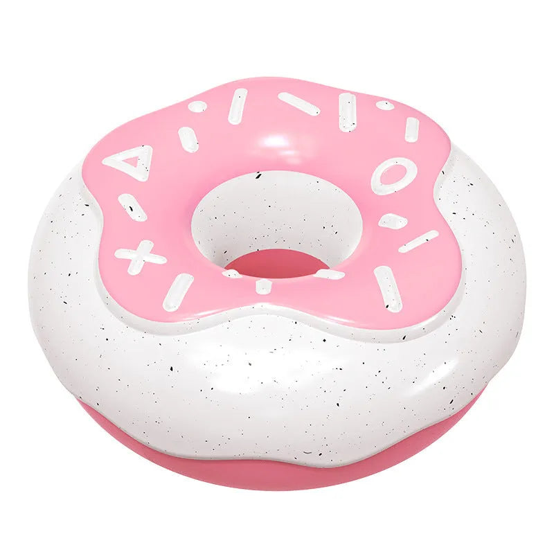 A pink TPR donut-shaped dog chew toy with a squeaker for molar teeth cleaning.