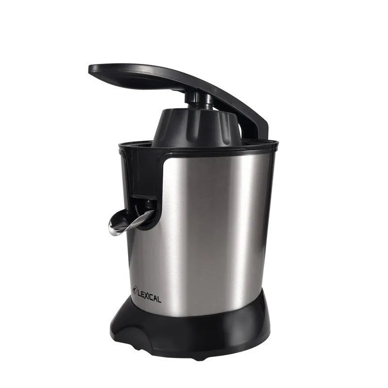 Stainless steel citrus juicer with vertical screw rod mechanism for lemon and orange juice separation