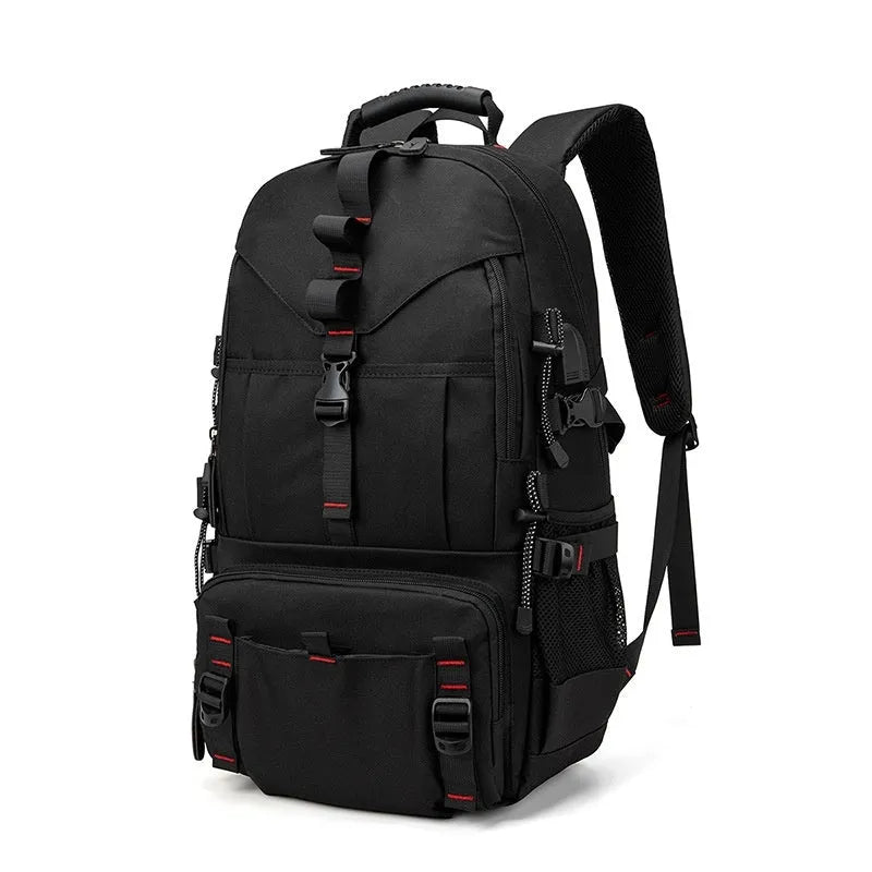 Men's large waterproof Oxford cloth hiking backpack in multiple colour options on a neutral background.