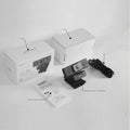 Black 8MP USB webcam with auto focus and a magnetic privacy cover on a desktop monitor.