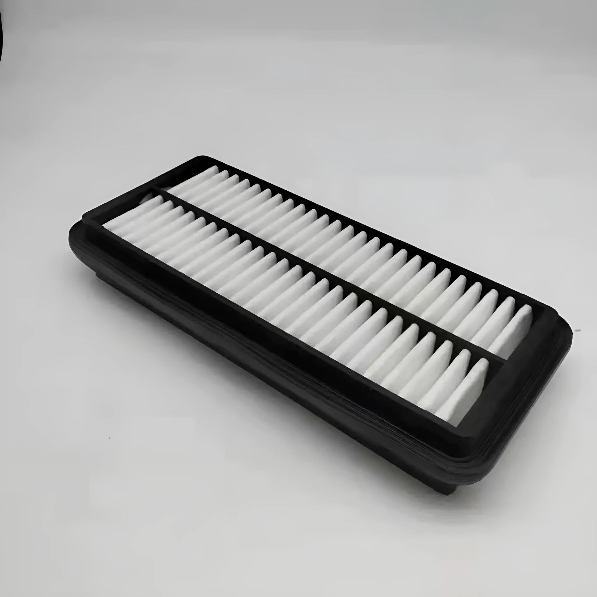 Black Hyundai car air filter with 256mm x 113mm x 40mm dimensions