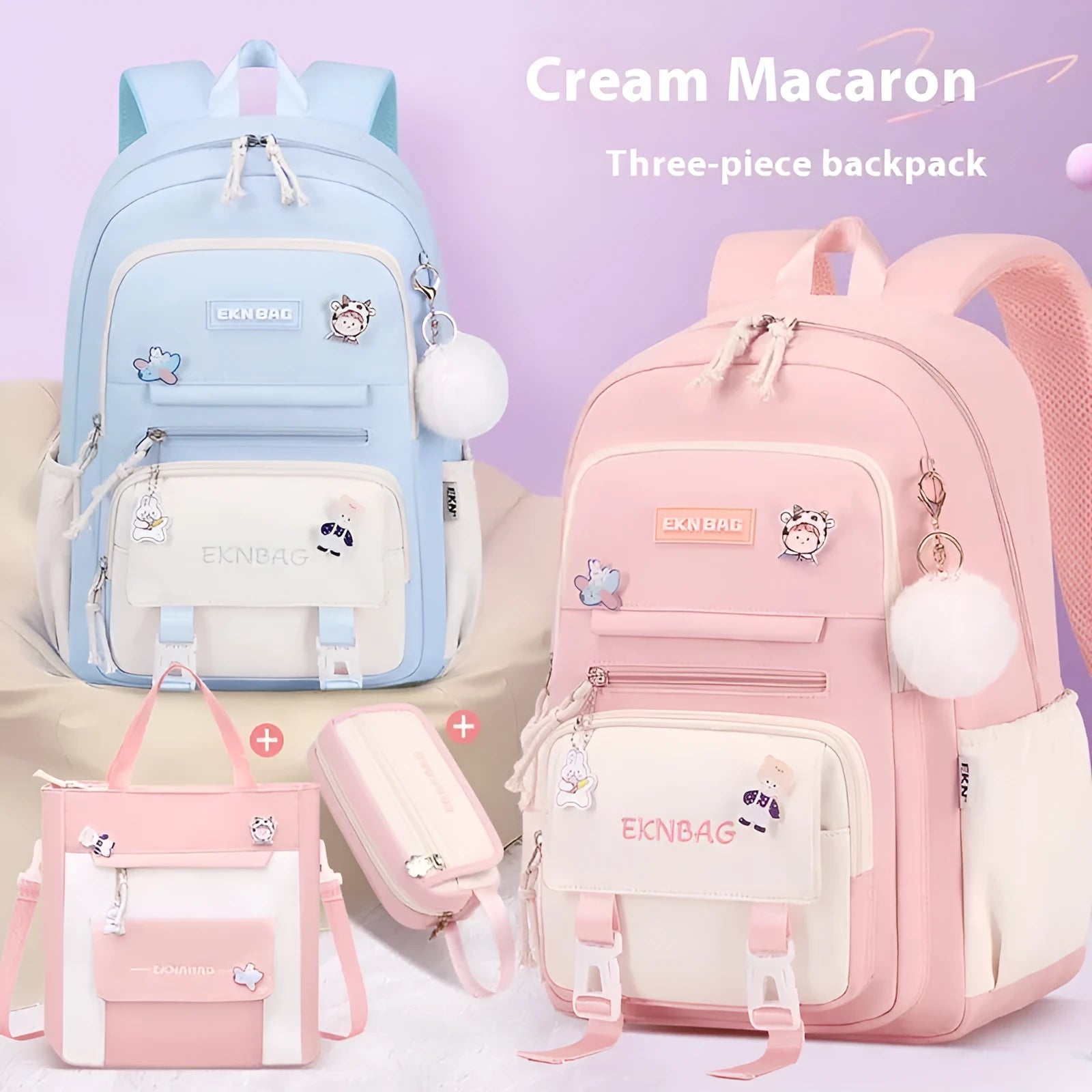Waterproof Oxford cloth school backpack for girls with curved shoulder straps and spine protection system
