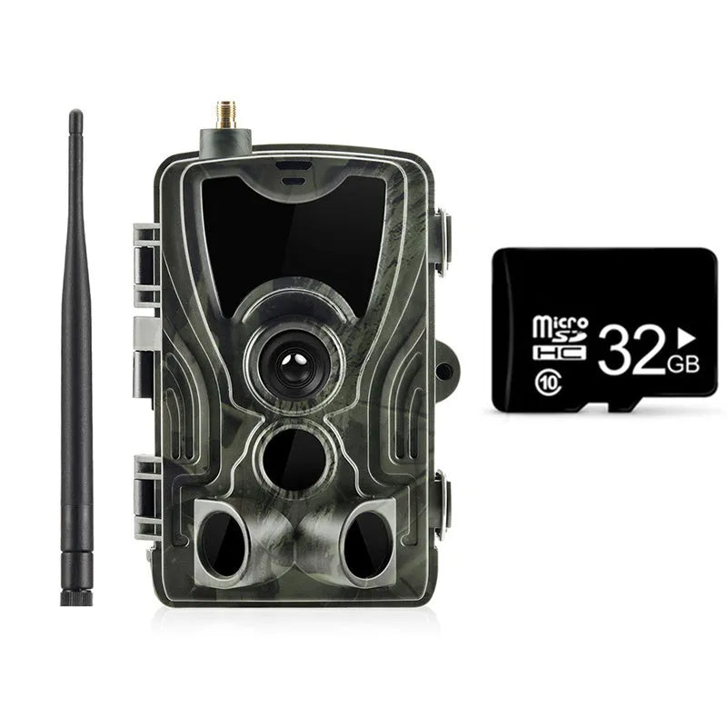 Outdoor waterproof surveillance camera with camouflage pattern and wide-angle lens for perimeter monitoring