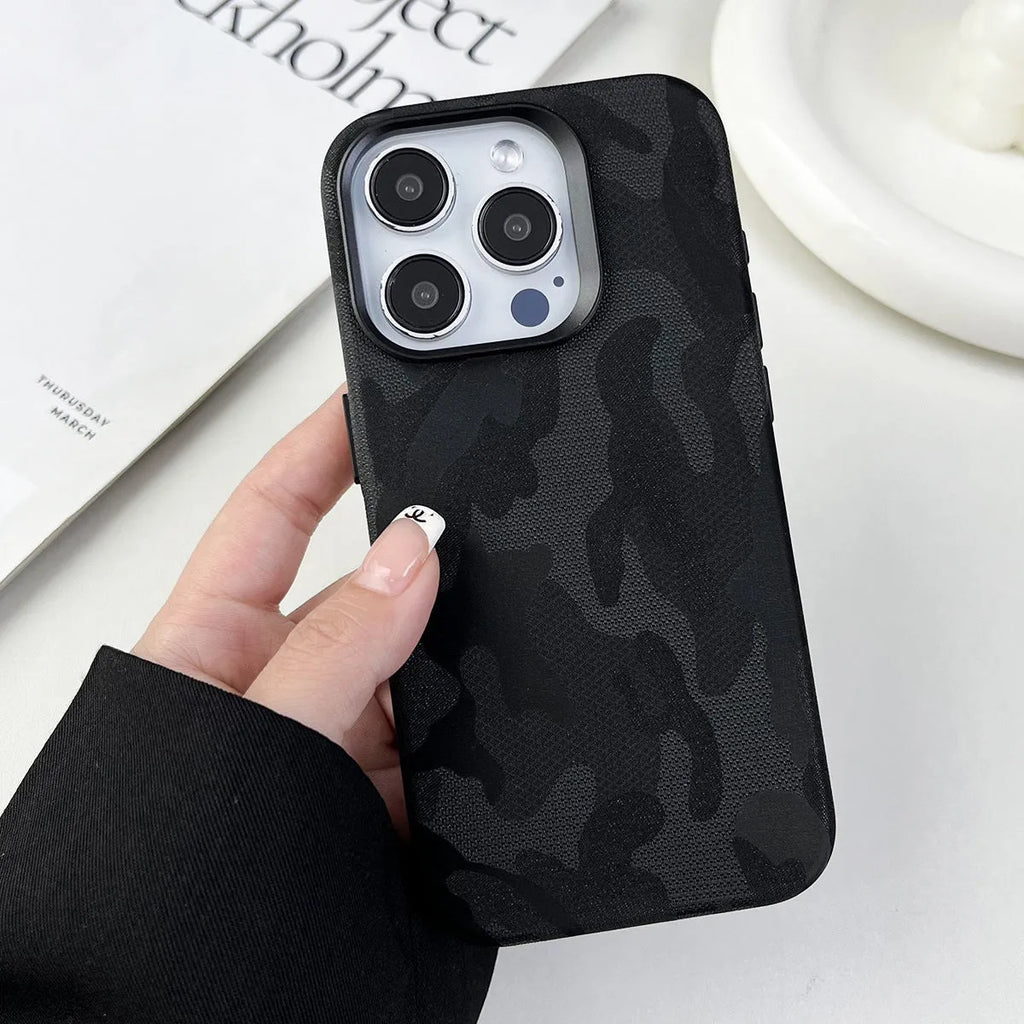 Imitation leather magnetic phone case for iPhone with anti-fingerprint surface in Emma Orange colour