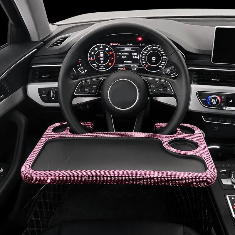 Car steering wheel diamond inlaid dinner plate, 43x29cm, high-precision water drill material, with diamond colour finish