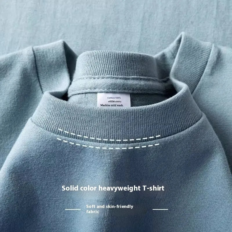 Men's Western style cotton base shirt in Haze Blue, long sleeve solid colour, front view