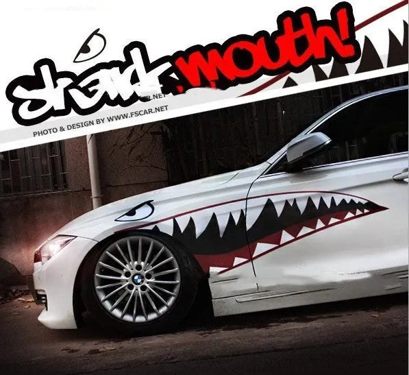 PVC shark design body stickers for outdoor vehicle decoration measuring 150cm in length