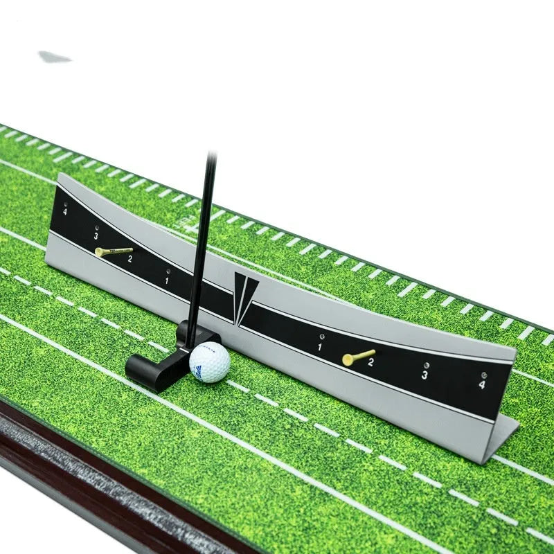 Golf putting trainer simulator with adjustable balancer on PVC base for stroke practice