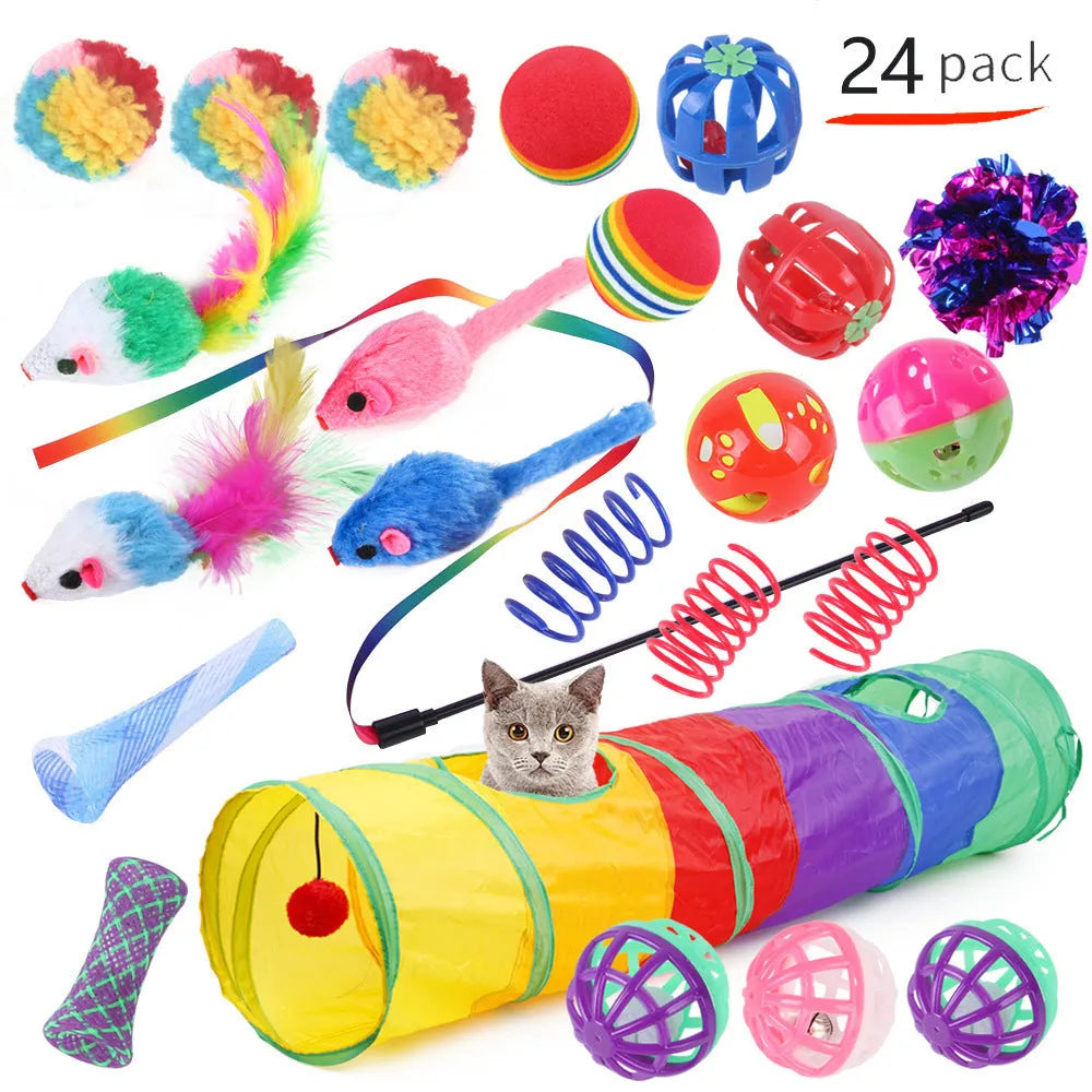 Plastic cat toy suit with tunnel channels in a selected colour from the B99801-B99855 range