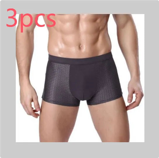 Men's solid colour modal boxer briefs with U convex design on a white background.