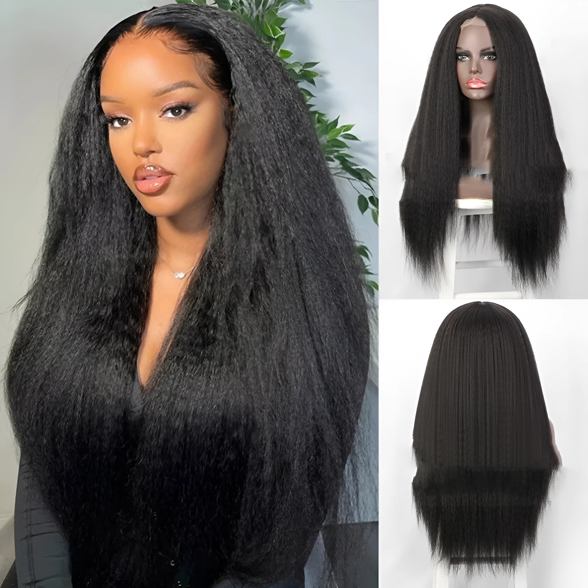 Women's little lace front straight wig 30inch long high temperature silk European American style