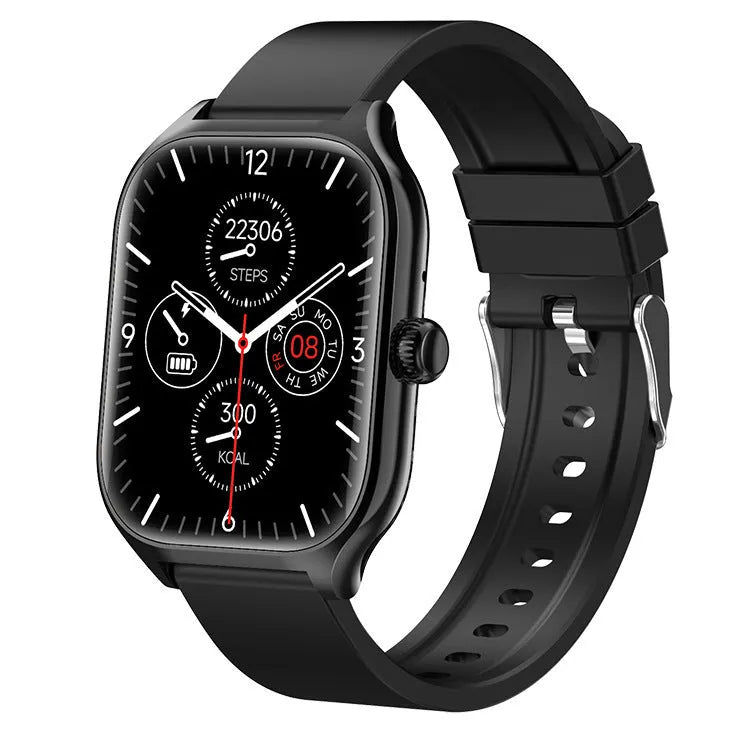 Full Touch Bluetooth Call Smart Bracelet in Black Net colour showing IPS screen with health data display