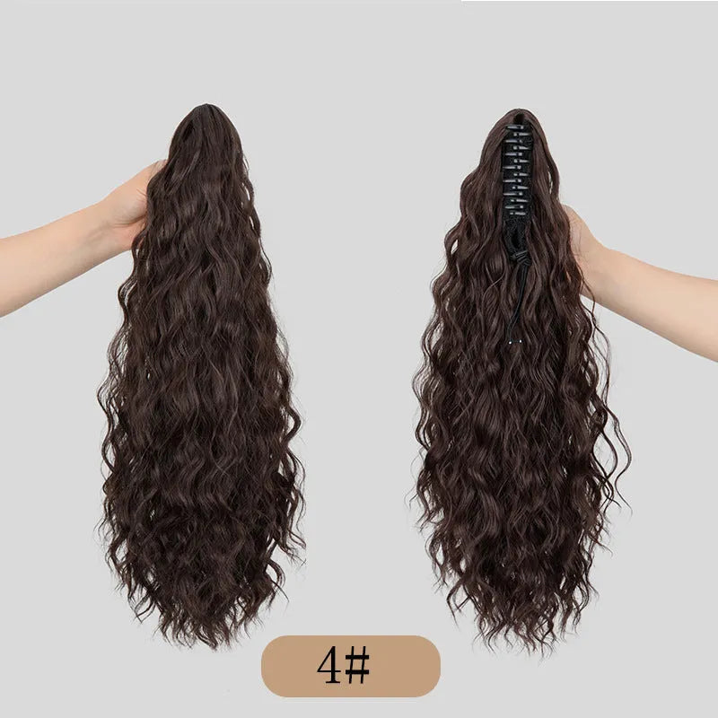 Water ripple grip ponytail corn curler synthetic wig with clip attachment in various colour options