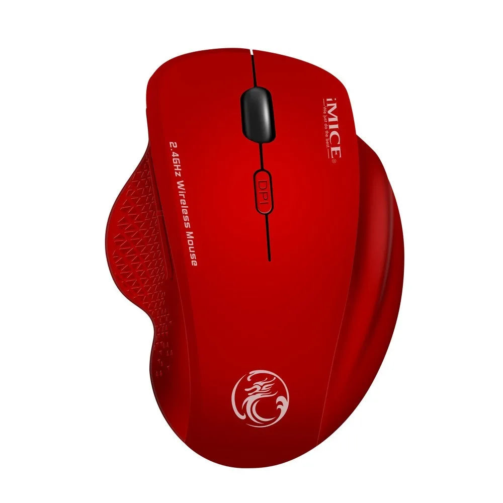 2.4G wireless gaming mouse with six buttons and touch wheel in black iron grey for laptop use