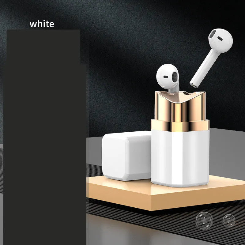 Lipstick-style Bluetooth wireless earphones in black pink purple white colours