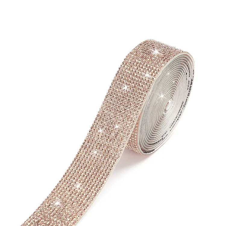 Glass self-adhesive water drill strip for clothing decoration in white and AB colour