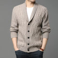 Men's Korean style jacquard pattern knitted jacket cardigan in straight cut design