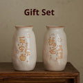 Chinese hand-painted ceramic joy vase with traditional designs and 8 cm base